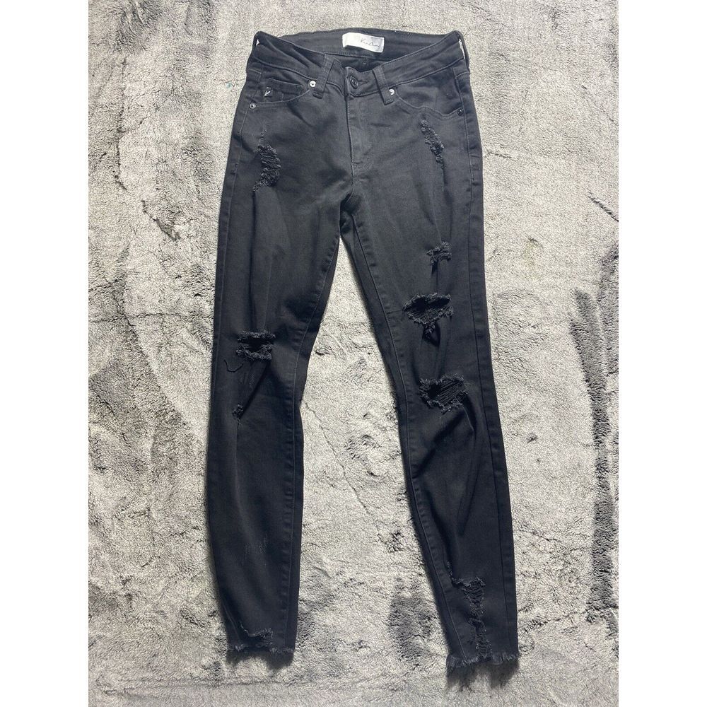 KanCan Skinny Distressed Jeans Women's Size 1/24 Black (P)